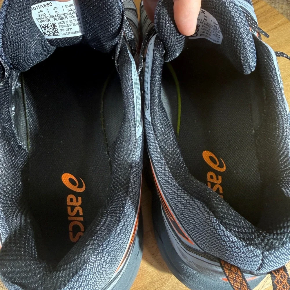 ASICS Running Shoes Mens 15 Grey Orange Sneaker Gel-Venture 7 1011A560 Trail Lug